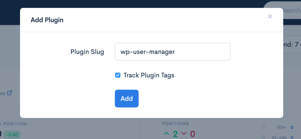 Plugin Rank add plugin modal